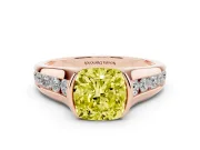 Cushion Cut Half Bezel Engagement Ring Setting for a Fancy Yellow Lab-Grown Diamond | Rose Gold