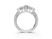 Pear-Shaped Vintage Three Stone Engagement Ring Setting for a Fancy Blue Lab-Grown Diamond | Graduated Pavé | Platinum