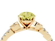 Pear-Shaped Leaf Pavé Engagement Ring Setting for a Fancy Yellow Lab-Grown Diamond | Yellow Gold