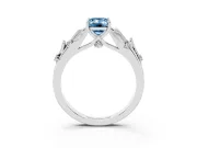 Emerald Cut Leaf Solitaire Engagement Ring Setting for a Fancy Blue Lab-Grown Diamond | Sterling Silver