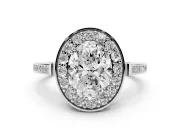 Oval Halo Engagement Ring Setting | Polished Halo Rim | Sterling Silver