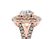 Round Halo Split Shank Engagement Ring Setting | Rose Gold