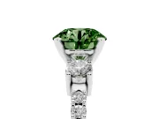 Round Three Stone Engagement Ring Setting for a Fancy Green Lab-Grown Diamond | Pavé Band | Platinum