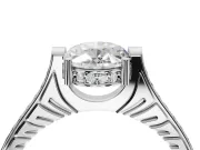 Oval Vintage Cathedral Engagement Ring Setting | Carved Band | Sterling Silver