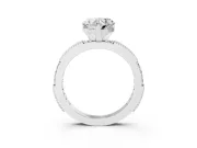 Heart Cut Diamond Solitaire Ring Set in Silver with Slim Pavé Band and Prong Setting
