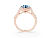 Round Halo Engagement Ring Setting for a Fancy Blue Lab-Grown Diamond | Petal Tips | Rose Gold