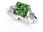 Princess Cut Petal Engagement Ring Setting for a Fancy Green Lab-Grown Diamond | White Gold