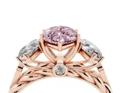 Marquise Three Stone Engagement Ring Setting for a Fancy Pink Lab-Grown Diamond | Braided Band | Rose Gold