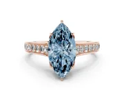 Marquise Graduated Pavé Engagement Ring Setting for a Fancy Blue Lab-Grown Diamond | Rose Gold