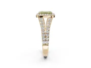 Emerald Cut Halo Pavé Engagement Ring Setting for a Fancy Yellow Lab-Grown Diamond | Narrow Split Shank | Yellow Gold