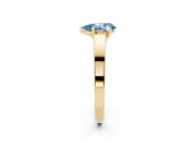 Fancy Blue Pear Cut Diamond Solitaire Engagement Ring Set in Yellow gold with Prong Setting and Tapered Band