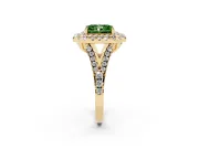 Radiant Cut Halo Split Shank Engagement Ring Setting for a Fancy Green Lab-Grown Diamond | Yellow Gold