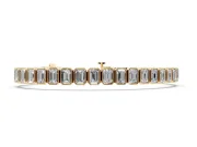 Emerald Cut Lab-Grown Diamond North-South Bezel Tennis Bracelet | Stepped Rims | Yellow Gold