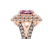 Asscher Cut Halo Split Shank Engagement Ring Setting for a Fancy Pink Lab-Grown Diamond | Pavé Strands | Rose Gold