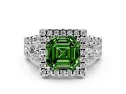Asscher Cut Halo Split Shank Engagement Ring Setting for a Fancy Green Lab-Grown Diamond | White Gold