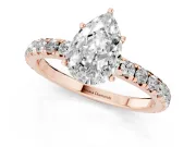 Pear-Shaped Pave Engagement Ring Setting | Shared Prong Band | Rose Gold