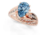 Pear-Shaped Bypass Hidden Halo Engagement Ring Setting for a Fancy Blue Lab-Grown Diamond | Graduated Pavé | Rose Gold
