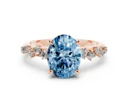 Oval Graduated Accent Engagement Ring Setting for a Fancy Blue Lab-Grown Diamond | Rose Gold