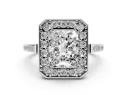 Radiant Cut Halo Engagement Ring Setting | Polished Halo Rim | Platinum