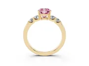 Cushion Cut Five Stone Engagement Ring Setting for a Fancy Pink Lab-Grown Diamond | Yellow Gold