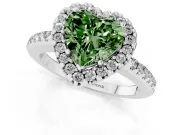 Heart-Shaped Pave Halo Engagement Ring Setting for a Fancy Green Lab-Grown Diamond | Pave Band | Sterling Silver