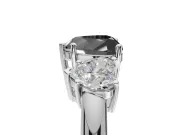 Heart-Shaped 3 Stone Engagement Ring Setting for a Black Center | White Gold