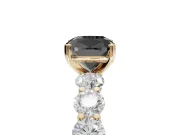 Cushion Cut Side Stone Engagement Ring Setting for a Black Center | Yellow Gold