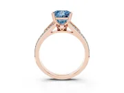 Princess Cut Split Shank Engagement Ring Setting for a Fancy Blue Lab-Grown Diamond | Pave Band | Rose Gold
