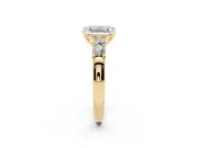 Emerald Cut Five Stone Engagement Ring Setting | Prong-Set Side Stones | Yellow Gold