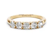 Round Diamond Channel Half Eternity Band Set in Yellow gold with Shared Prongs