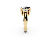 Fancy Black Oval Cut Diamond Three-Stone Channel Set Ring Set in Yellow gold with Smooth Polished Band