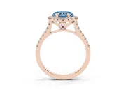 Heart-Shaped Halo Engagement Ring Setting for a Fancy Blue Lab-Grown Diamond | Tapered Band | Rose Gold
