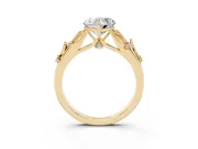 Heart-Shaped Leaf Motif Solitaire Engagement Ring Setting | Accented Leaves | Yellow Gold