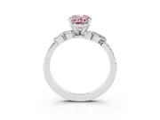 Fancy Pink Oval Cut Diamond Solitaire Ring Set in Platinum with Marquise Twist Band and Prong Setting