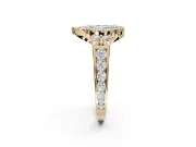 Pear-Shaped Halo Engagement Ring Setting for a Fancy Blue Lab-Grown Diamond | Graduated Channel Band | Yellow Gold