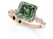 Asscher Cut Graduated Solitaire Engagement Ring Setting for a Fancy Green Lab-Grown Diamond | Rose Gold