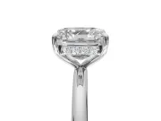 Asscher Cut Hidden Halo Engagement Ring Setting | Thin Plain Band | Platinum