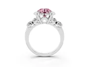 Round Floral Engagement Ring Setting for a Fancy Pink Lab-Grown Diamond | Petal Frame | Platinum