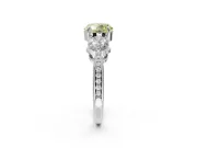 Round Three Stone Engagement Ring Setting for a Fancy Yellow Lab-Grown Diamond | Tapered Pave Band | White Gold