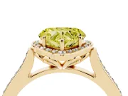 Heart-Shaped Petal Tip Halo Engagement Ring Setting for a Fancy Yellow Lab-Grown Diamond | Pavé Band | Yellow Gold
