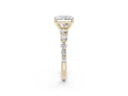 Radiant Cut Graduated Side Stone Engagement Ring Setting | Individually Seated | Yellow Gold
