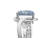 Radiant Cut Bypass Solitaire Engagement Ring Setting for a Fancy Blue Lab-Grown Diamond | Pavé Strands | Sterling Silver