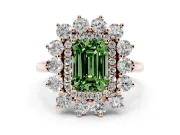 Emerald Cut Floral Double Halo Engagement Ring Setting for a Fancy Green Lab-Grown Diamond | Plain Band | Rose Gold