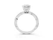 Princess Cut Diamond Solitaire Ring Set in Silver with Twisted Band and Bead Prong Setting