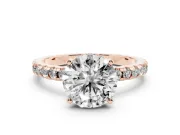 6 Carat Round Lab-Grown Diamond Hidden Halo Engagement Ring | Pavé Band | Rose Gold