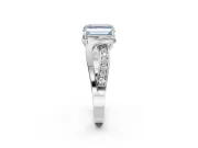 Asscher Cut Bypass Solitaire Engagement Ring Setting for a Fancy Blue Lab-Grown Diamond | Pavé Strands | Platinum