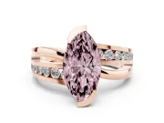 Marquise Graduated Bypass Engagement Ring Setting for a Fancy Pink Lab-Grown Diamond | Rose Gold