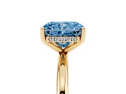 Fancy Blue Radiant Cut Diamond Solitaire Engagement Ring Set in Yellow gold with Prong Setting and Polished Band