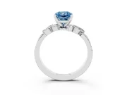 Fancy Blue Radiant Cut Diamond Solitaire Ring Set in Platinum with Marquise Twist Band and Prong Setting