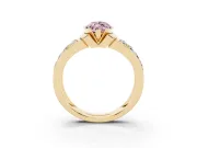 Marquise Half Bezel Engagement Ring Setting for a Fancy Pink Lab-Grown Diamond | Double Row Channel Band | Yellow Gold